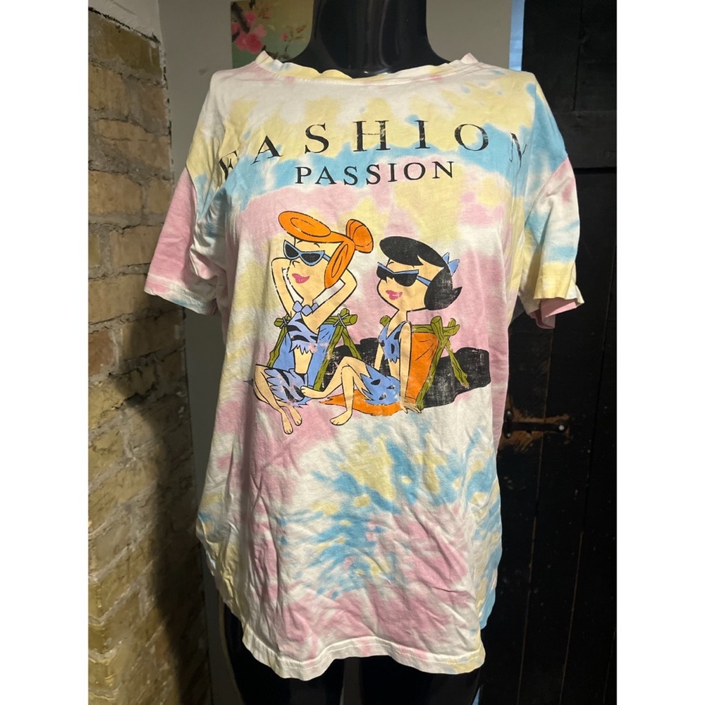 Graphic Printed Flintstones Tye Dye Tee